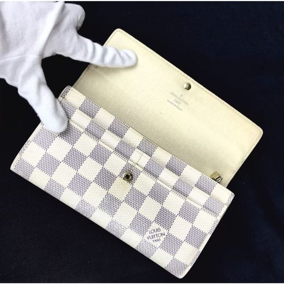LOUIS VUITTON WALLET N61735 DAMIER AZURTEFEUILLE SARAH CA1009 AUTHENTIC - Picture 5 of 12